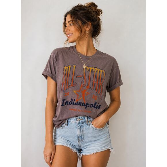 Stadium Essentials Tops - Caitlin Clark WNBA All Star 2025 Indianapolis Graphic Tee Womens S Collectible